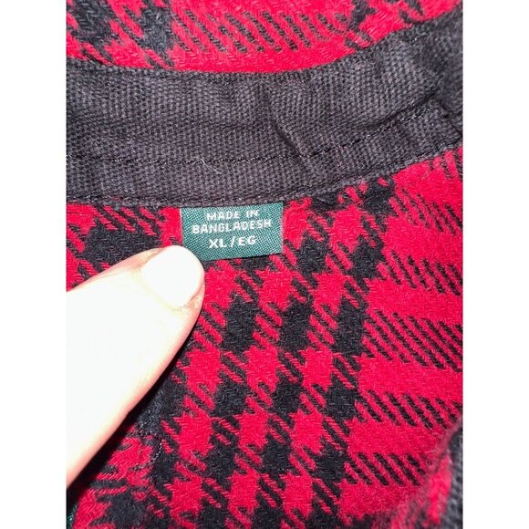 Vintage Woolrich Red & Black Plaid Flannel Button-Up Shirt XL - Picture 3 of 6
